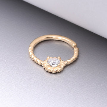 Detail View 1 of 14 Karat Gold Twisted Rope Sparkle Bendable Hoop Ring